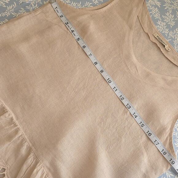 Womens Size M Beige 100% Linen Lace Ruffle BOHO Beach Valentina Tank Top - Picture 7 of 11